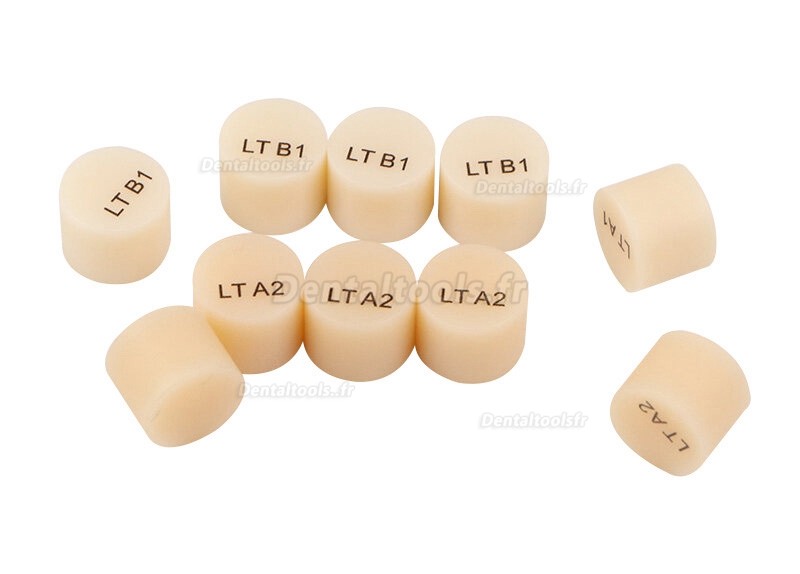 10 Pièces Bloc de presse Emax en verre-céramique de laboratoire dentaire, , pilules disiliciées au Lithium